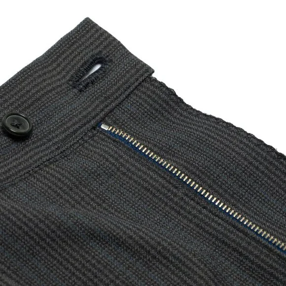 Sundazed (Germany) 70s, Sculptural Volume, High-Twist Wool, Blue Pinstripe